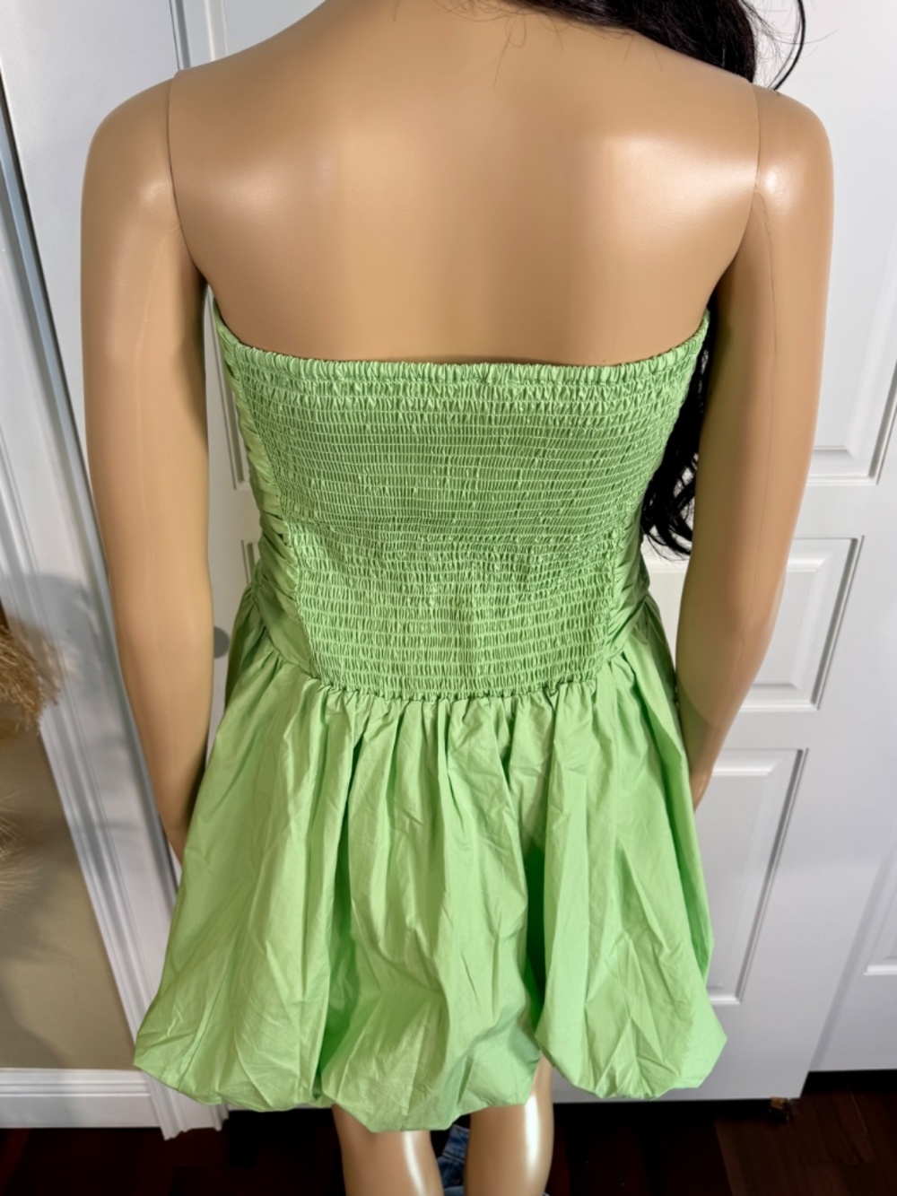 MINT COLORED STRAPLESS DROP WAIST BUBBLE HEM MINI DRESS WITH POCKETS - NWT - Picture 10 of 15